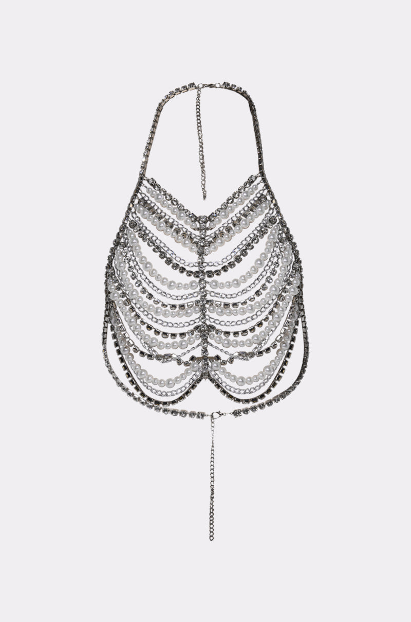 EVA PEARL AND RHINESTONE BODY CHAIN