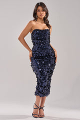 WHO'S THAT GIRL SEQUIN MIDI DRESS