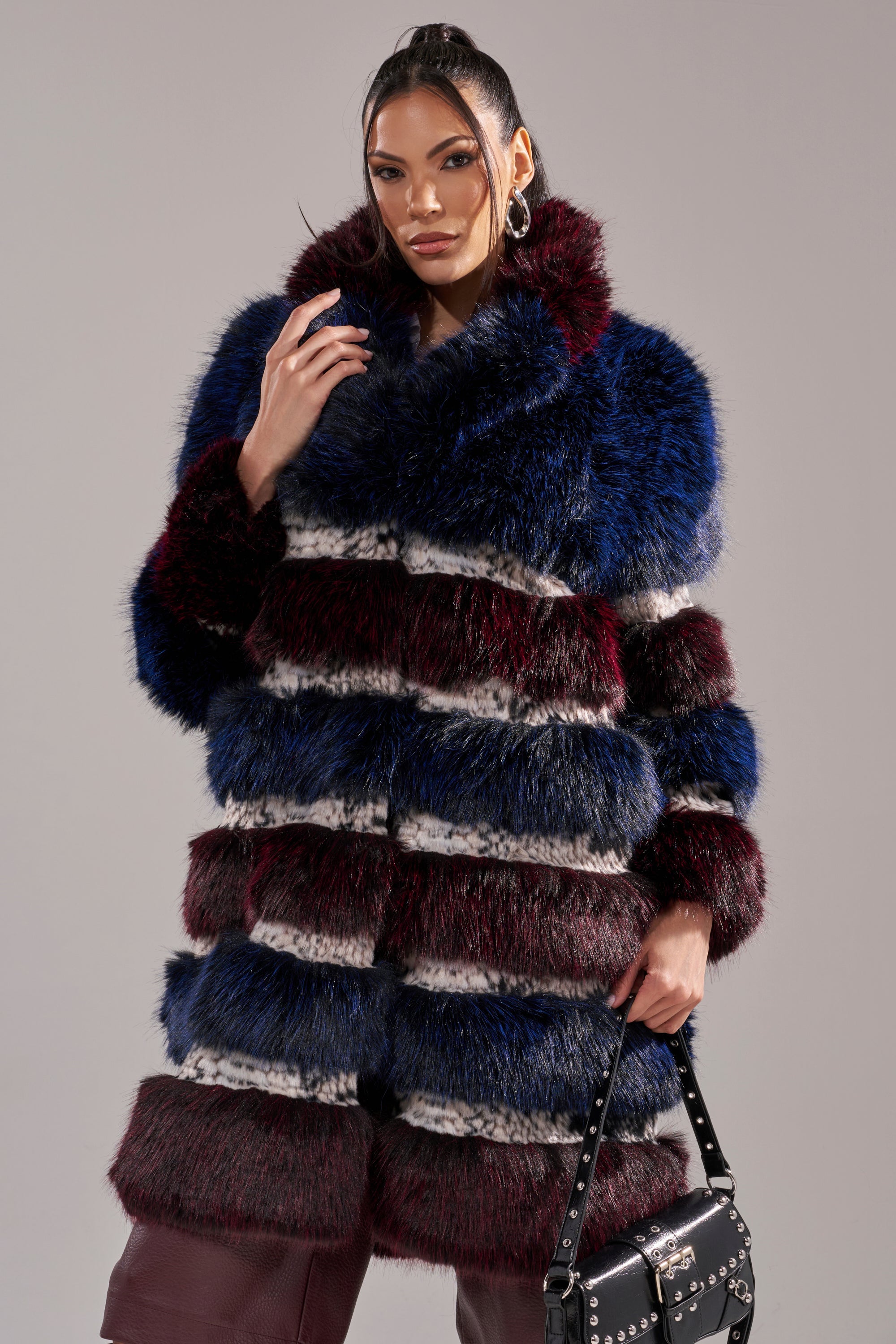 EGO PANELED FAUX FUR COAT