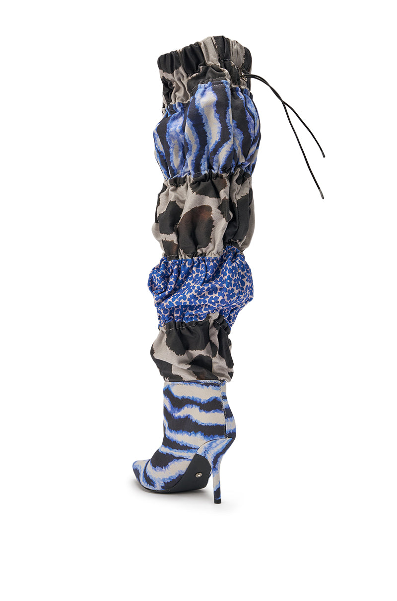 AKIRA GOLD ELODIE BLUE MULTI PATCHWORK BOOT