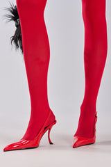 AZALEA WANG EMANUELA RED SHARP TOE SLING BACK PUMP