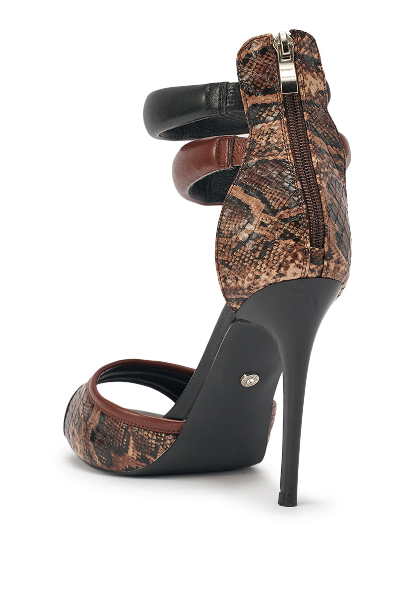 AZALEA WANG EREMIEL BLACK MIXED MATERIAL STIELTTO SANDAL