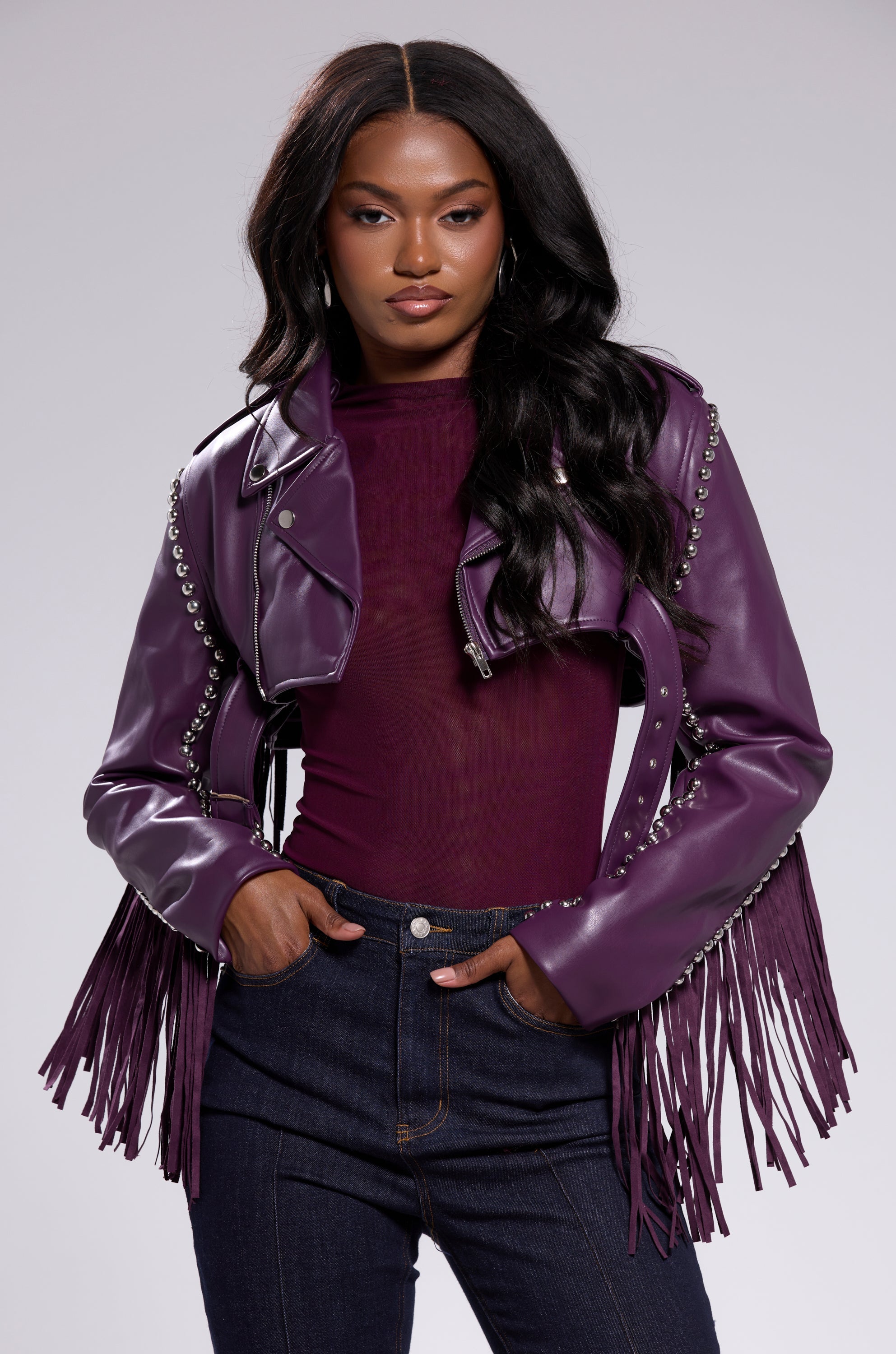HOLD EM CROPPED FRINGE MOTO