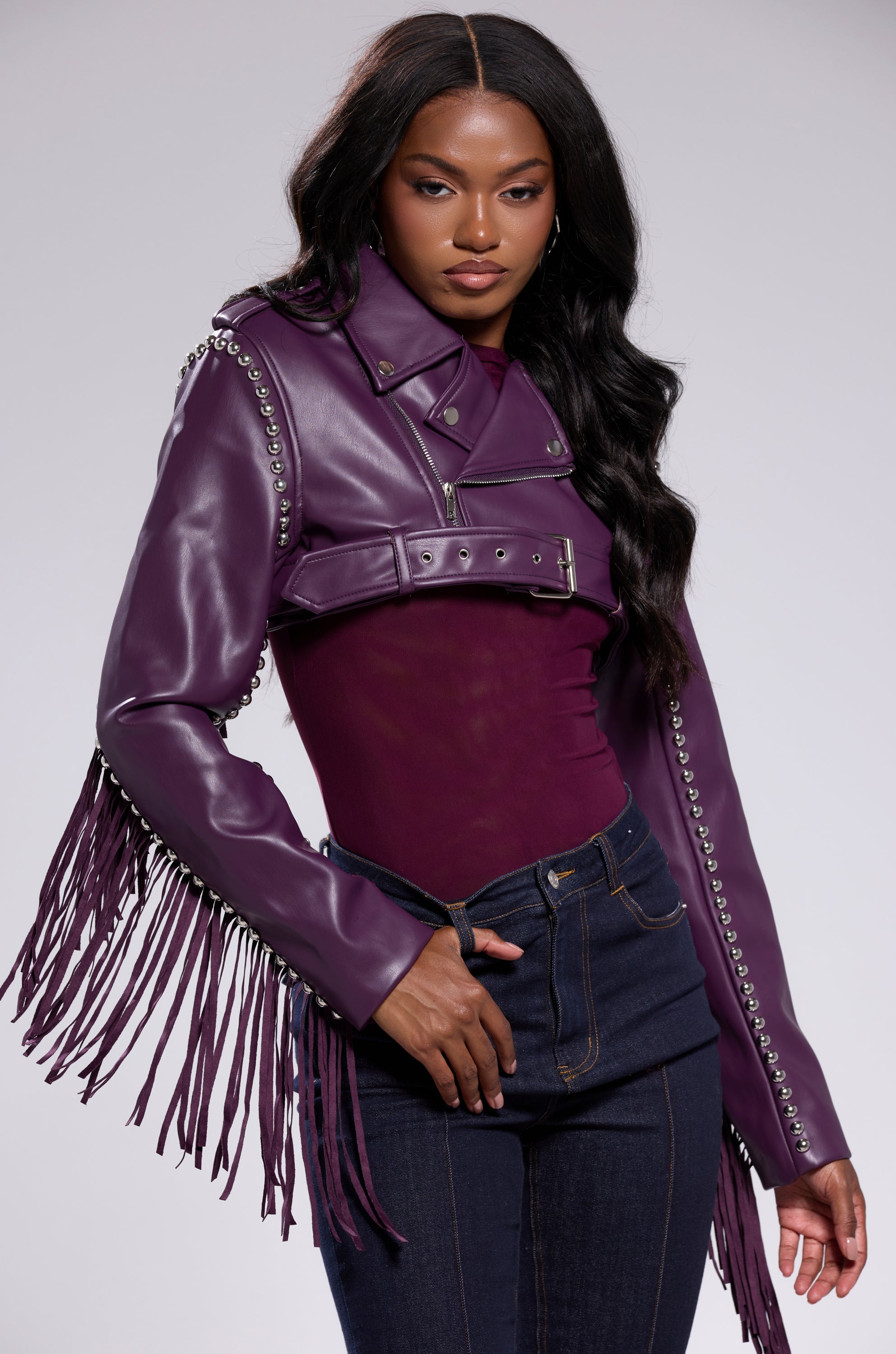 HOLD EM CROPPED FRINGE MOTO