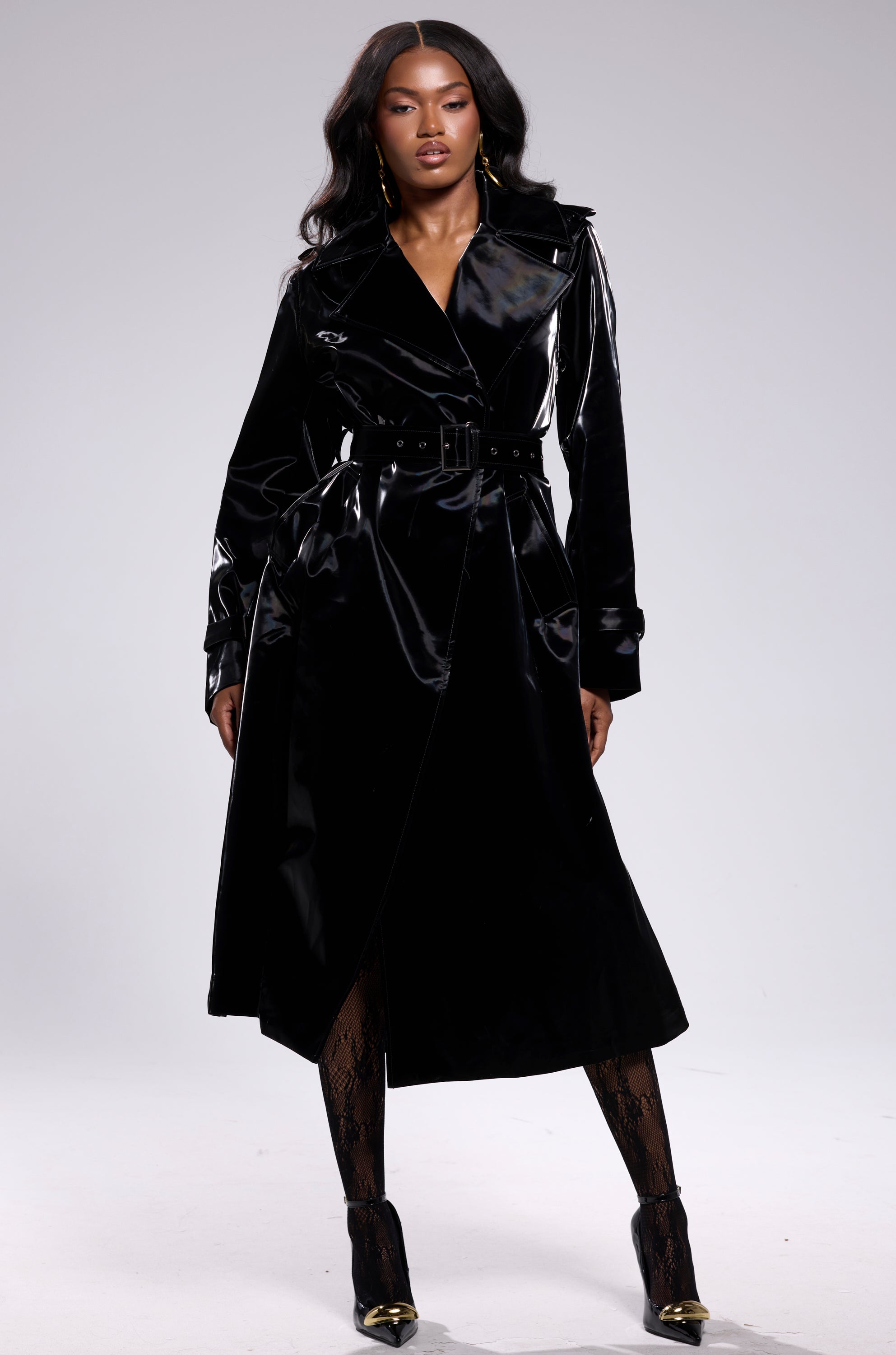 ONYX LIQUID VELVET TRENCH