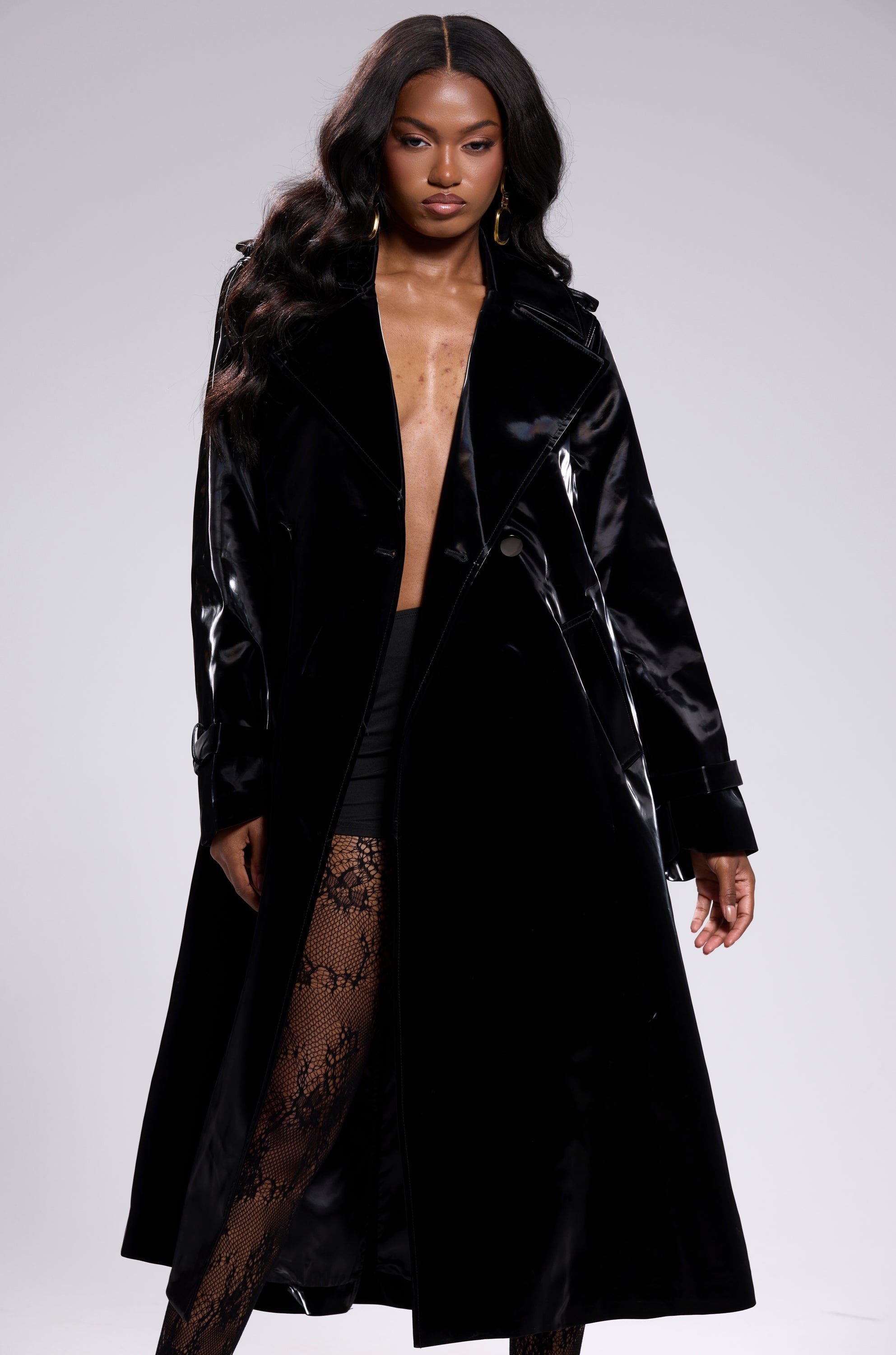 ONYX LIQUID VELVET TRENCH