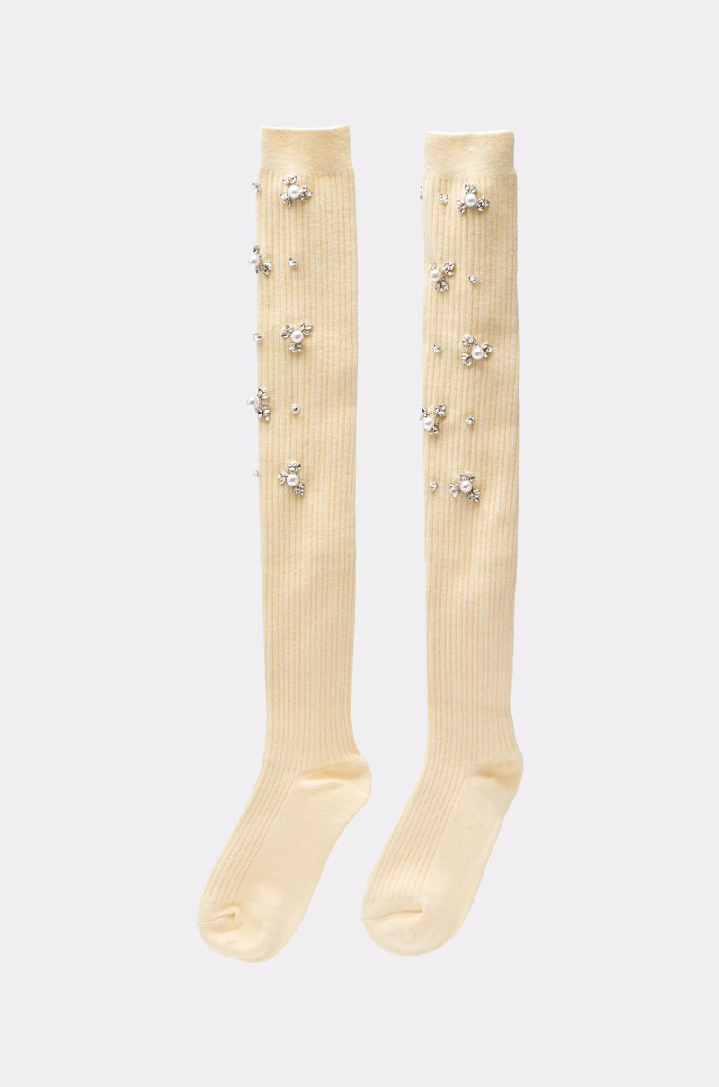 COCO EMBELLISHED SOCKS IN CREAM
