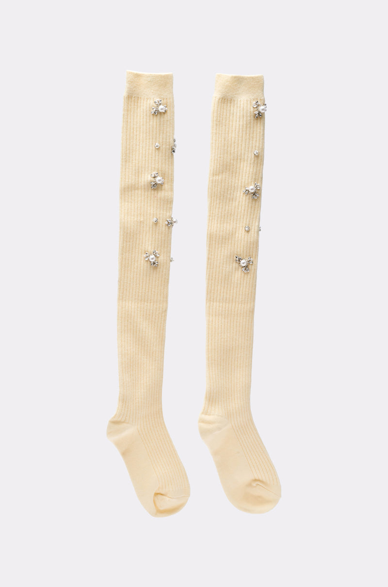 COCO EMBELLISHED SOCKS IN CREAM