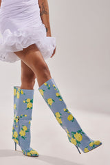 AKIRA GOLD GARLAND BLUE FLORAL BOOT