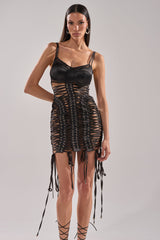 UNBREAKABLE SATIN LACE UP MINI DRESS