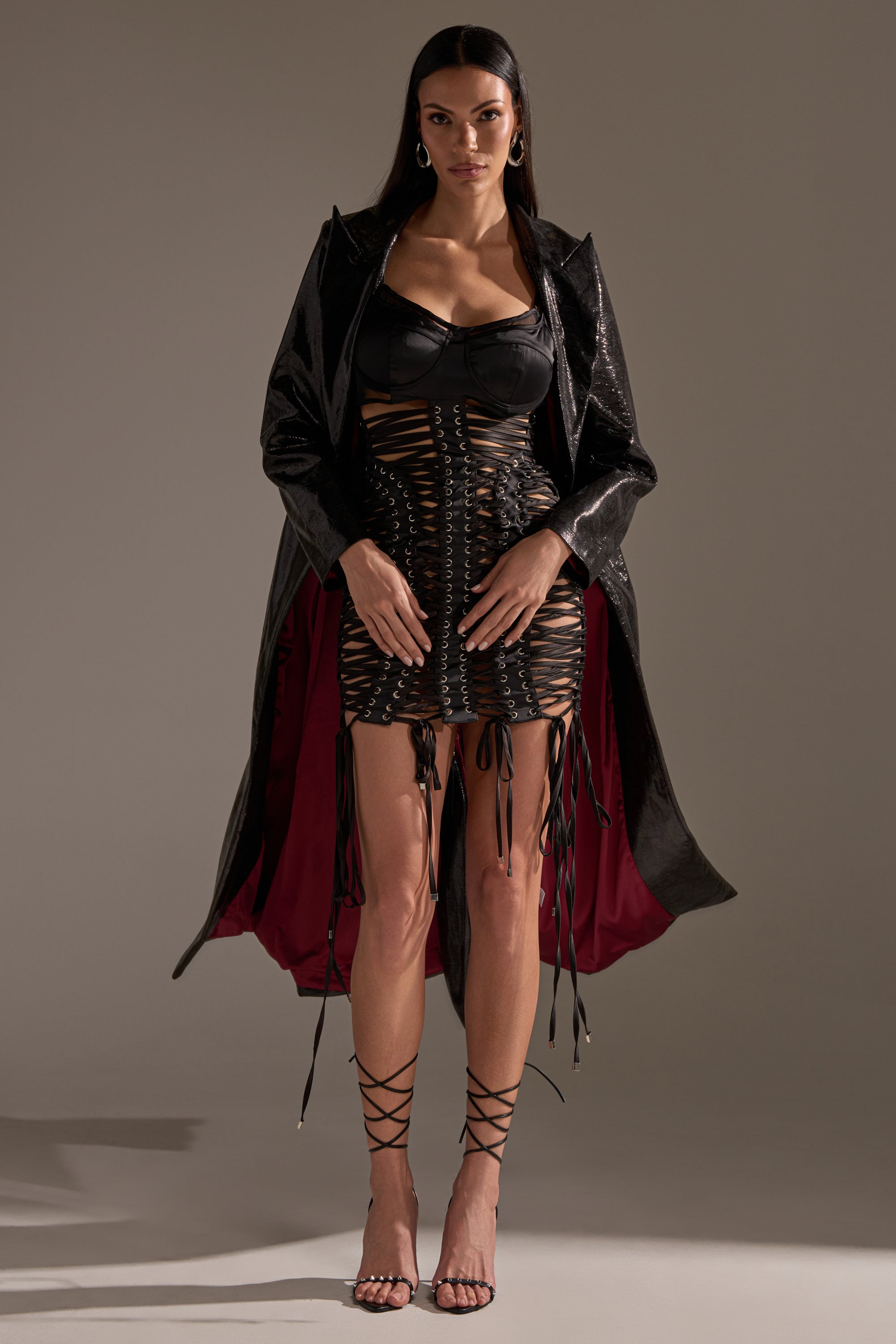 UNBREAKABLE SATIN LACE UP MINI DRESS