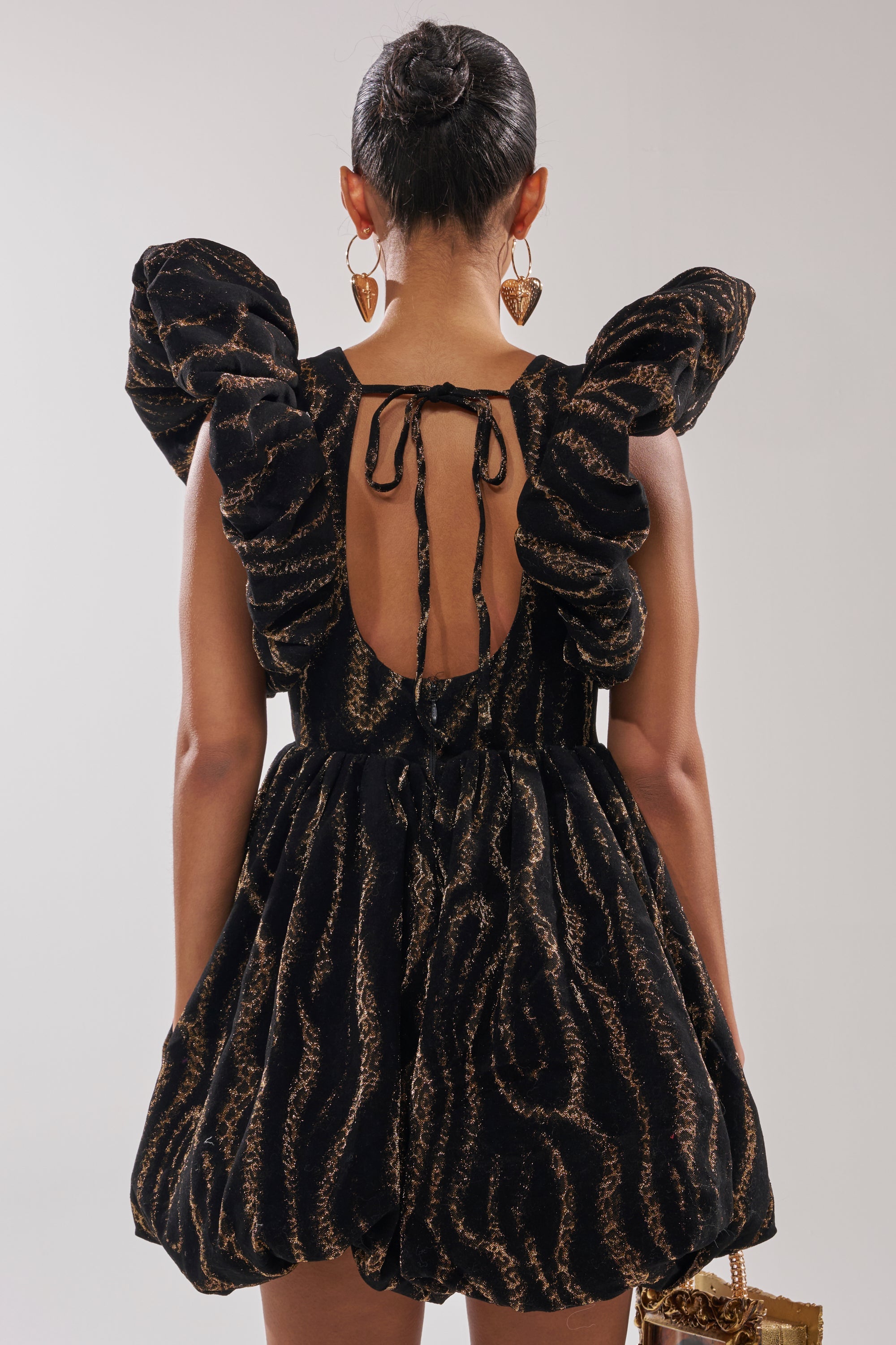 WILD HEART BROCADE BUBBLE MINI DRESS