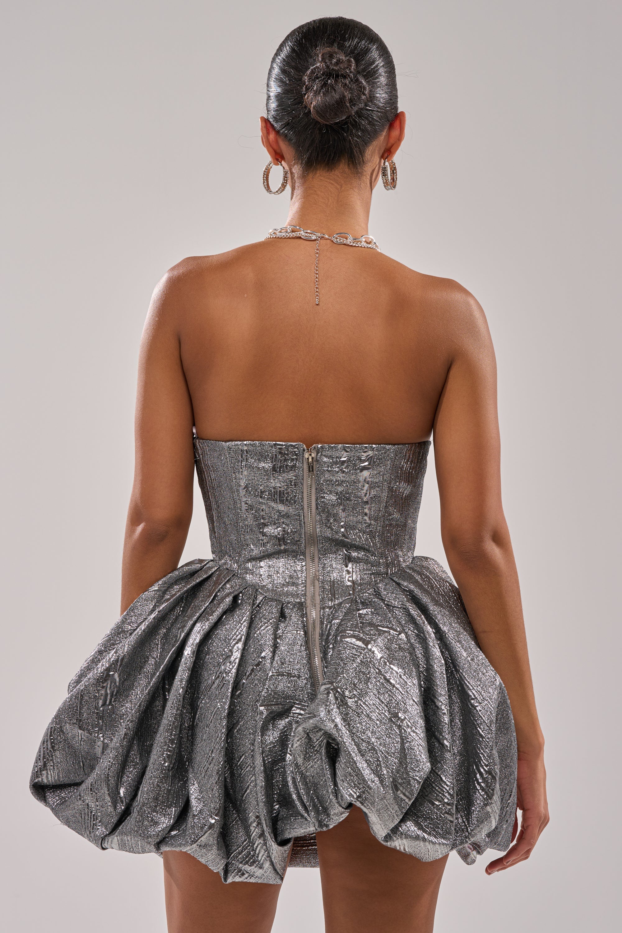 STAR OF THE NIGHT SILVER MINI DRESS