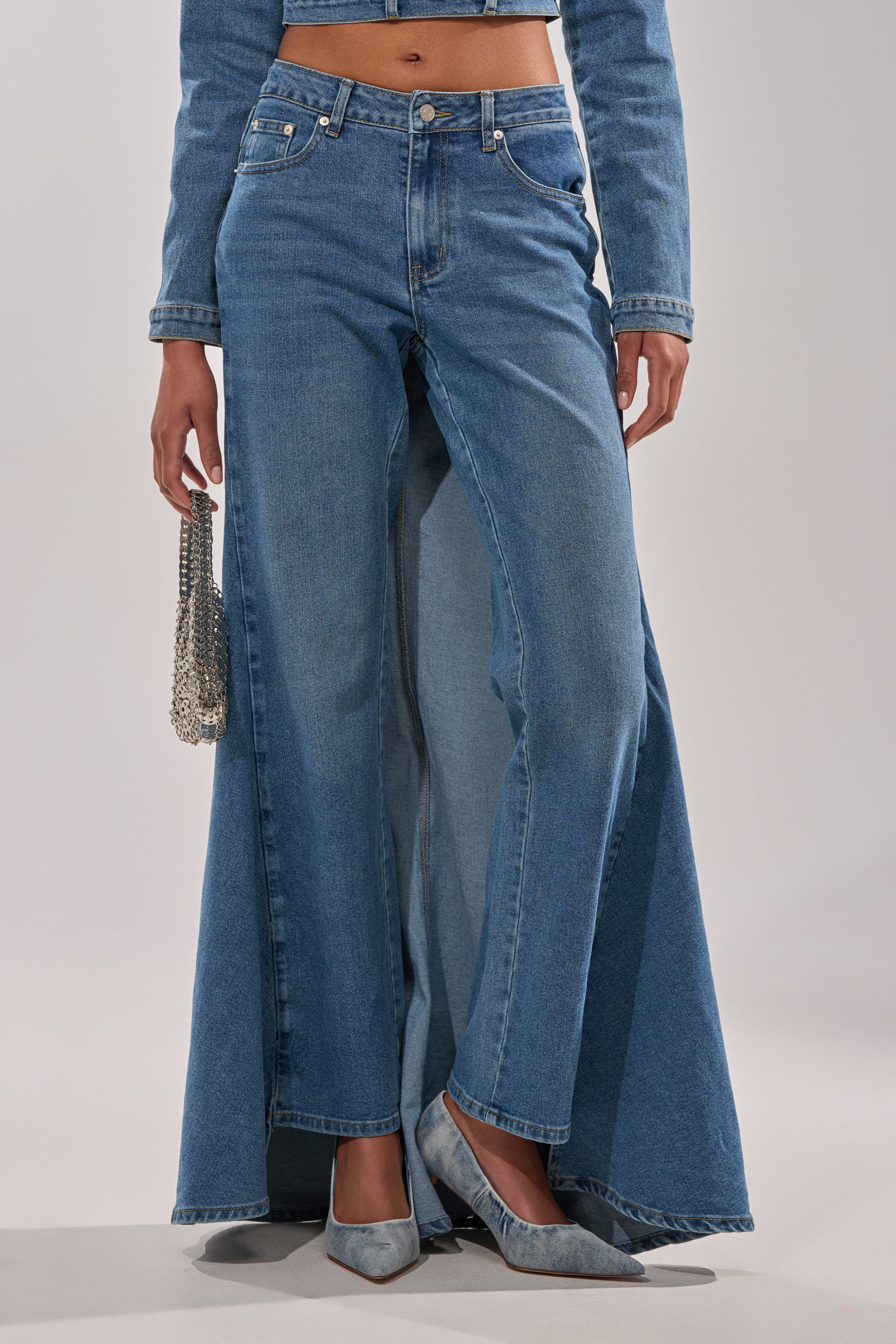 SHAKE IT OFF DENIM PANT WITH SKIRT ATTACHED