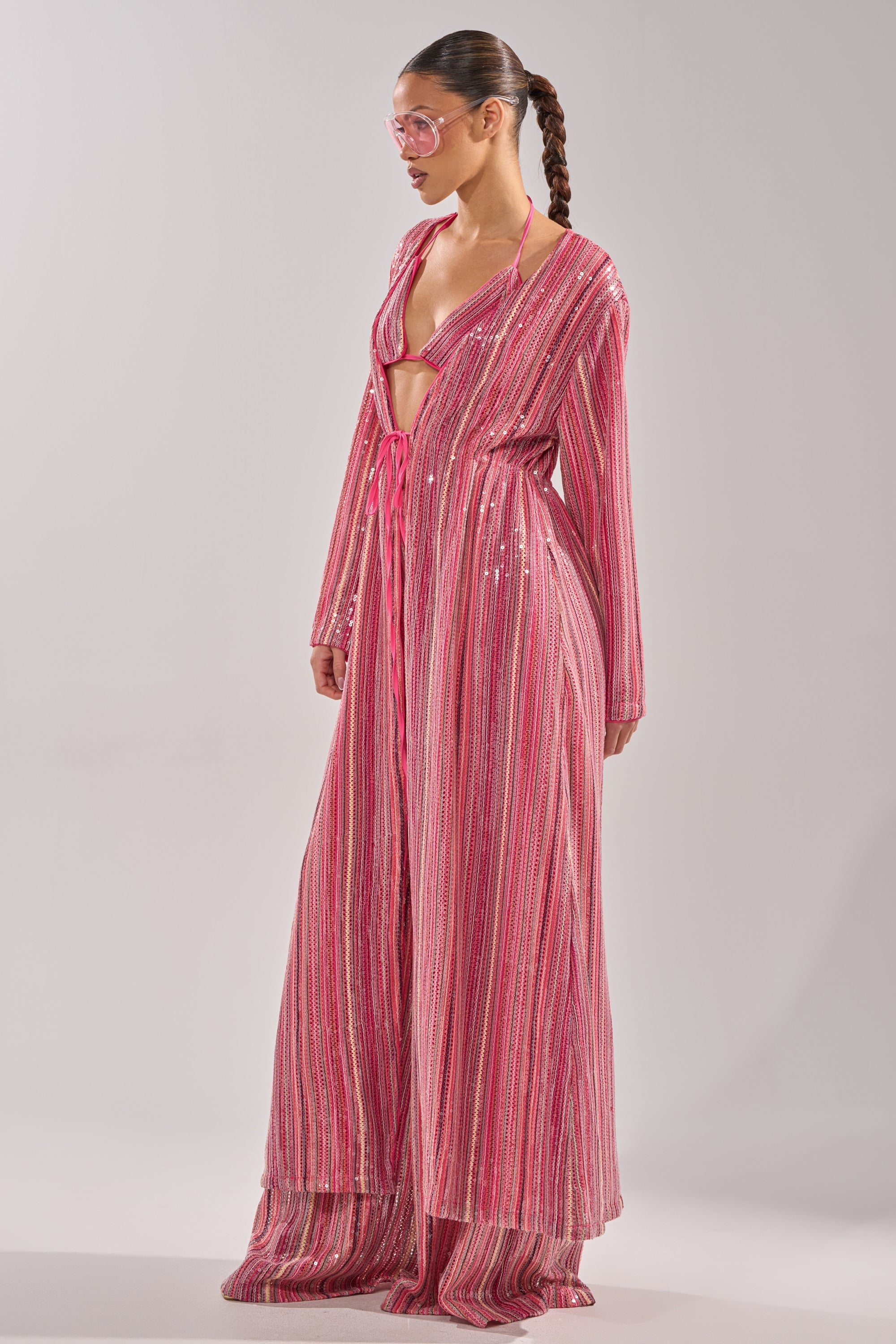TAYLOR SEQUIN FRONT TIE DUSTER