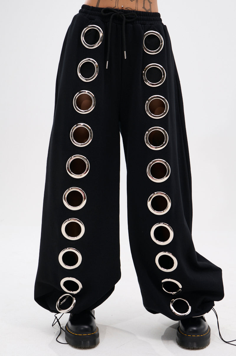THROUGH THE NIGHT WIDE LEG SWEATPANT WITH HOLES