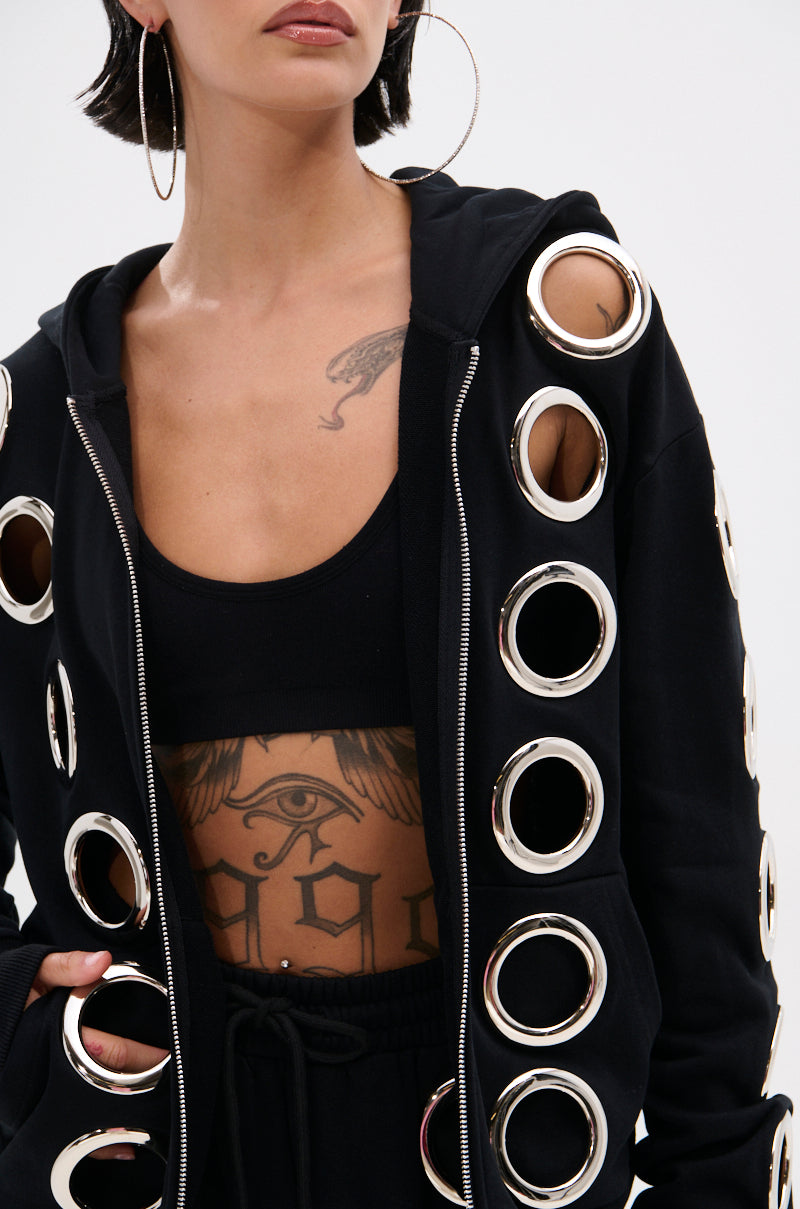 THROUGH THE NIGHT SWEATSHIRT WITH HOLES