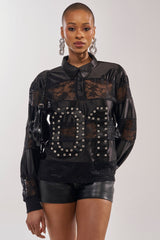 AT THE GAME PU LACE JERSEY TOP