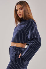 STRICTLY BUSINESS PINSTRIPE BLOUSE