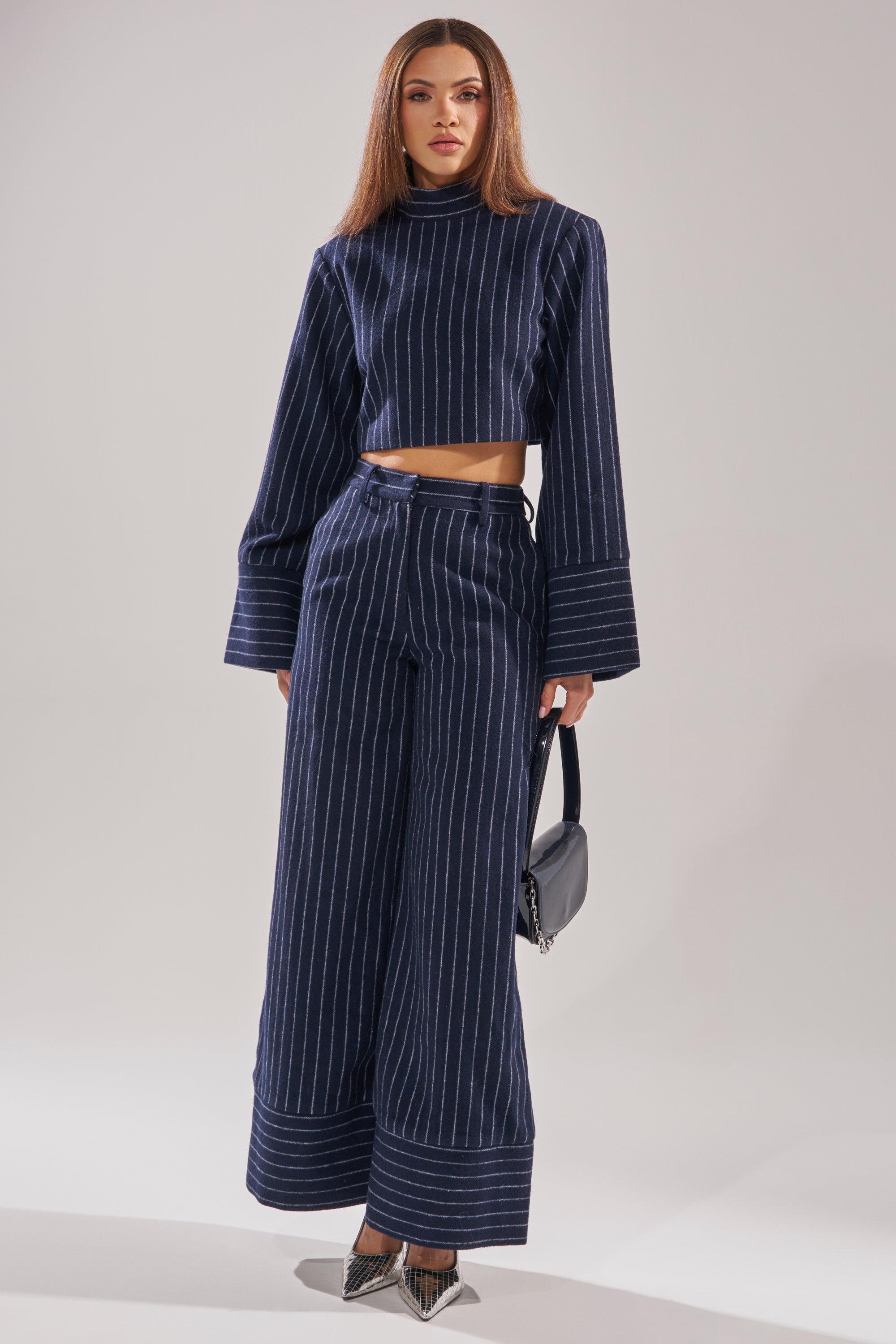 STRICTLY BUSINESS PINSTRIPE BLOUSE