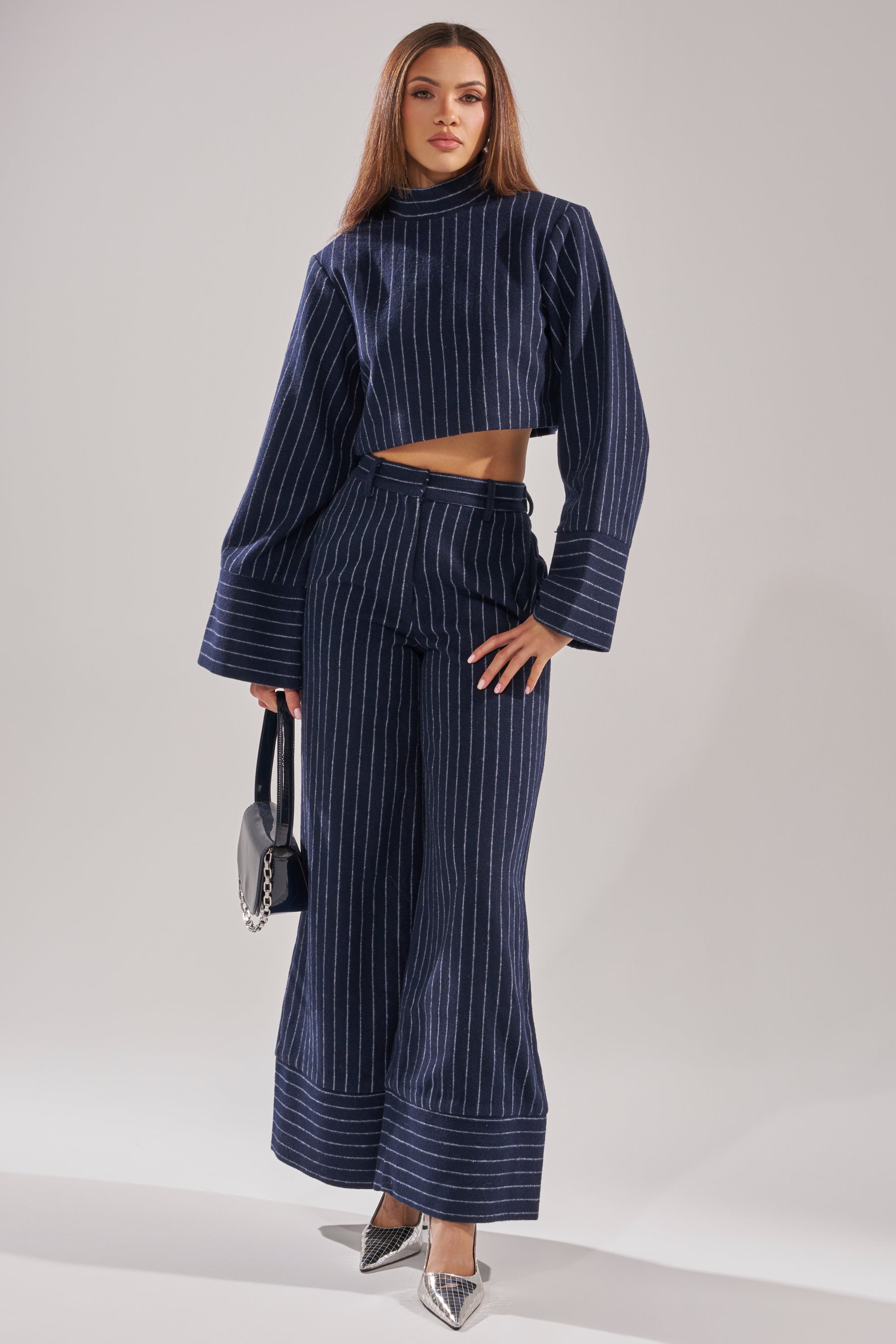 STRICTLY BUSINESS PINSTRIPE BLOUSE
