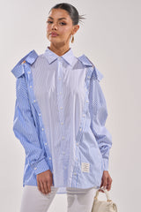 ALL OVER THE PLACE BLUE STRIPED BUTTON DOWN