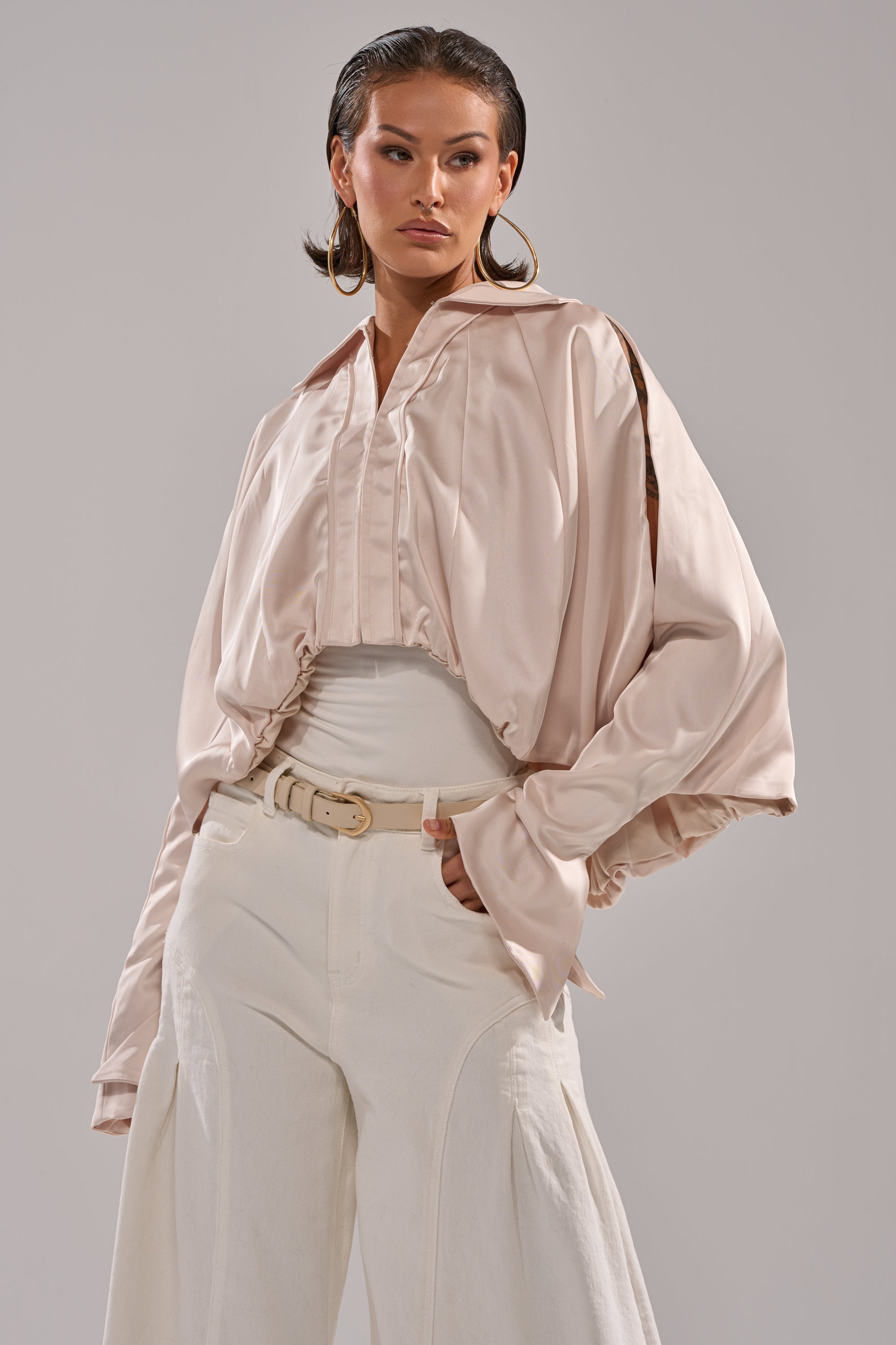 GET WITH IT SATIN BLOUSE