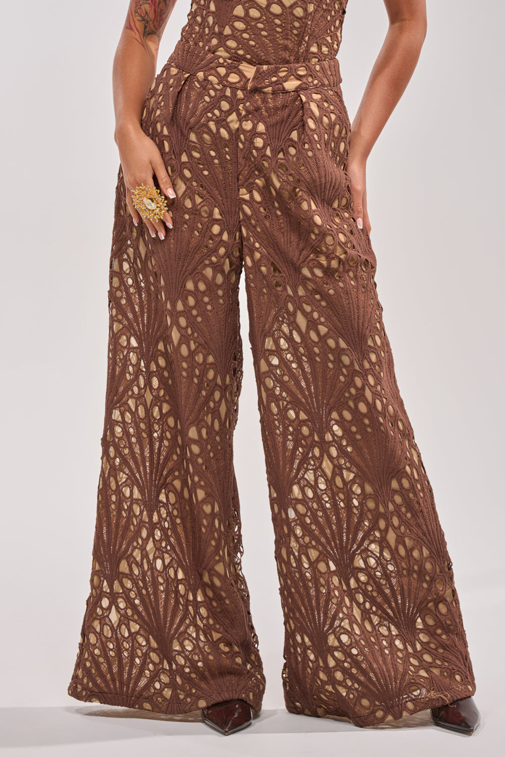 CLAIRE EYELET PALAZZO PANT