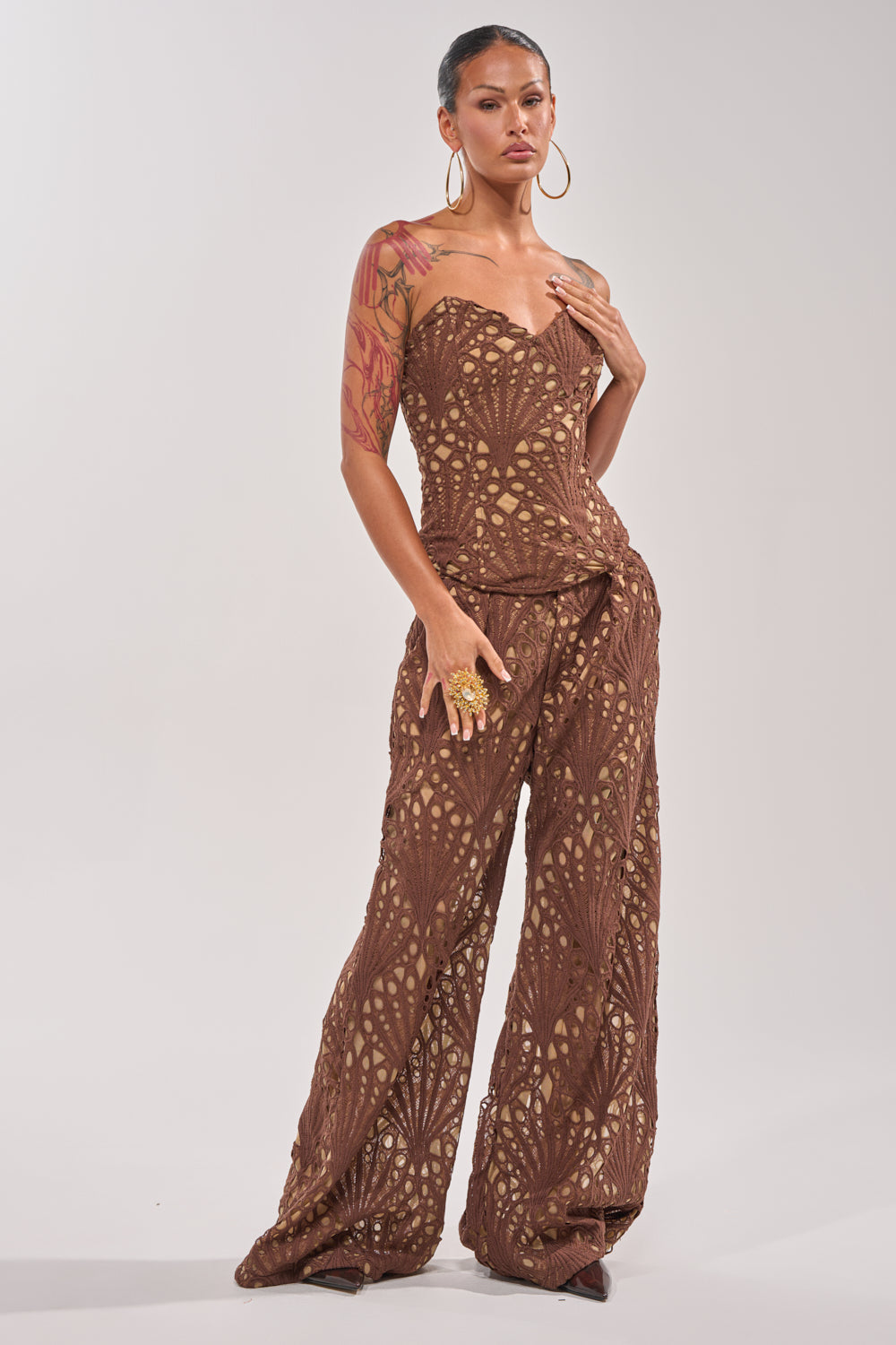 CLAIRE EYELET PALAZZO PANT