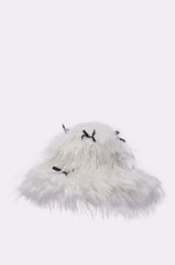 WITH A BOW FAUX FUR BUCKET HAT