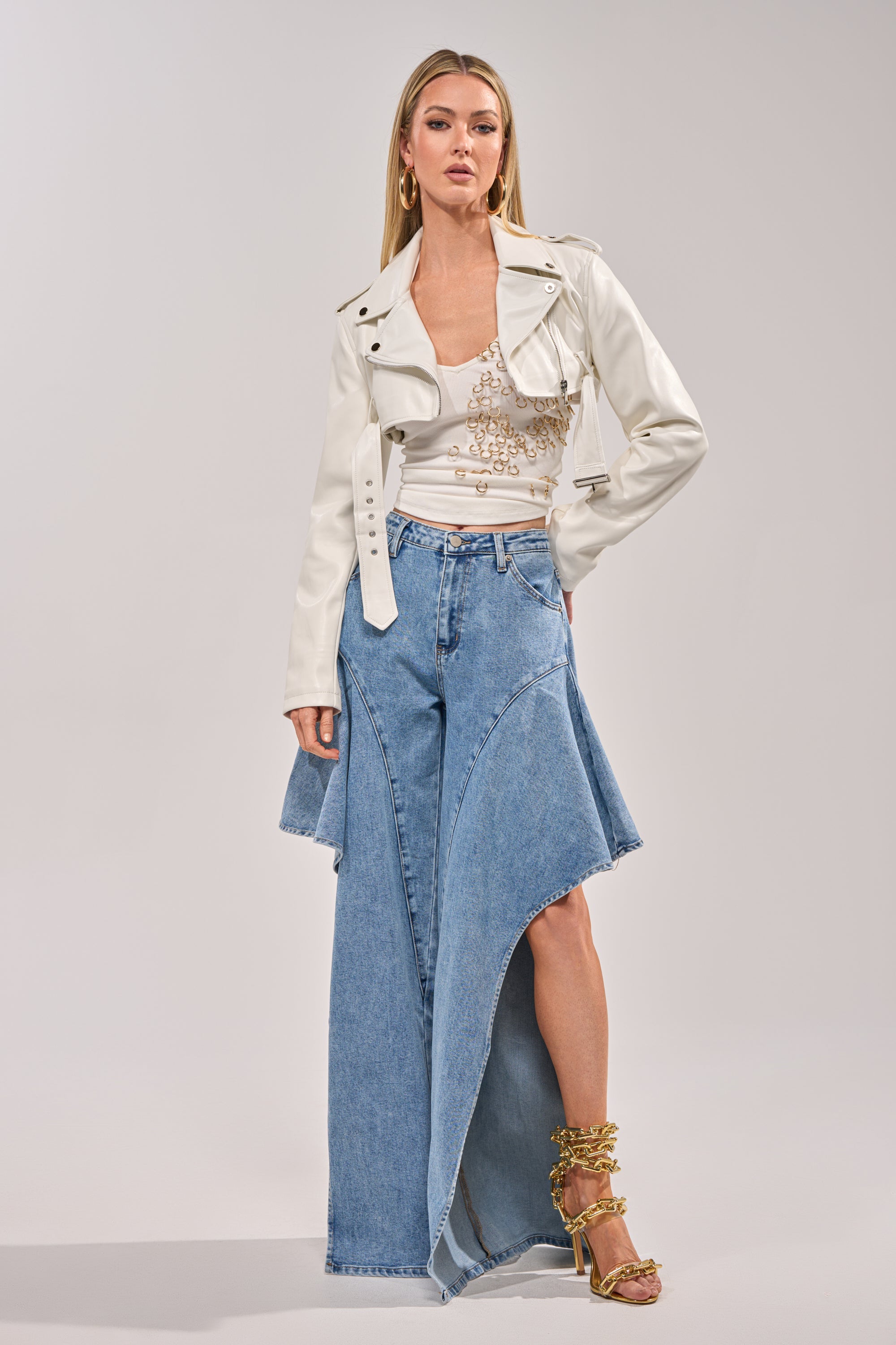 HARLEY LUXE ULTRA CROP MOTO IN WHITE
