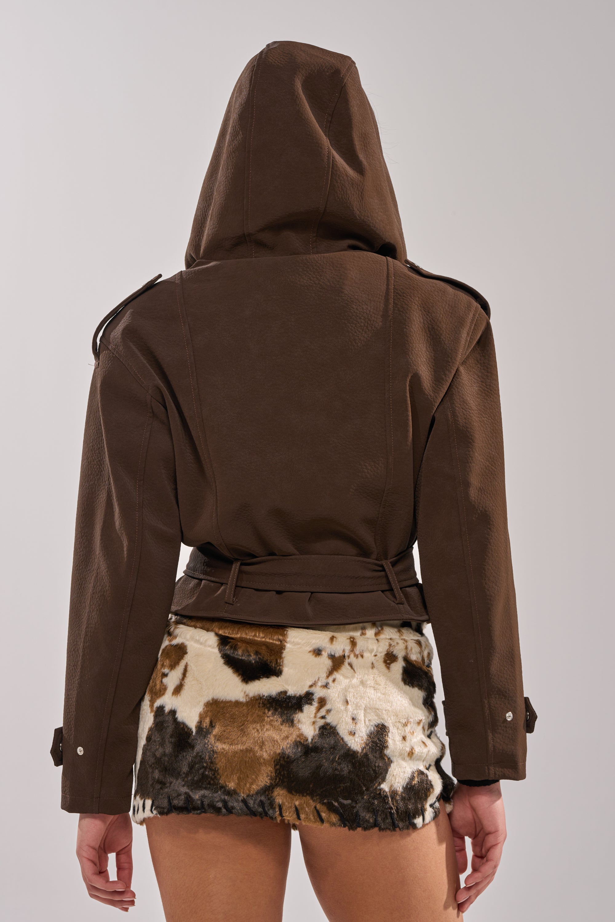 KIRA SUEDE EFFECT HOODED MOTO