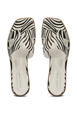 AKIRA HOWDY ZEBRA SLIP ON FLAT SANDAL