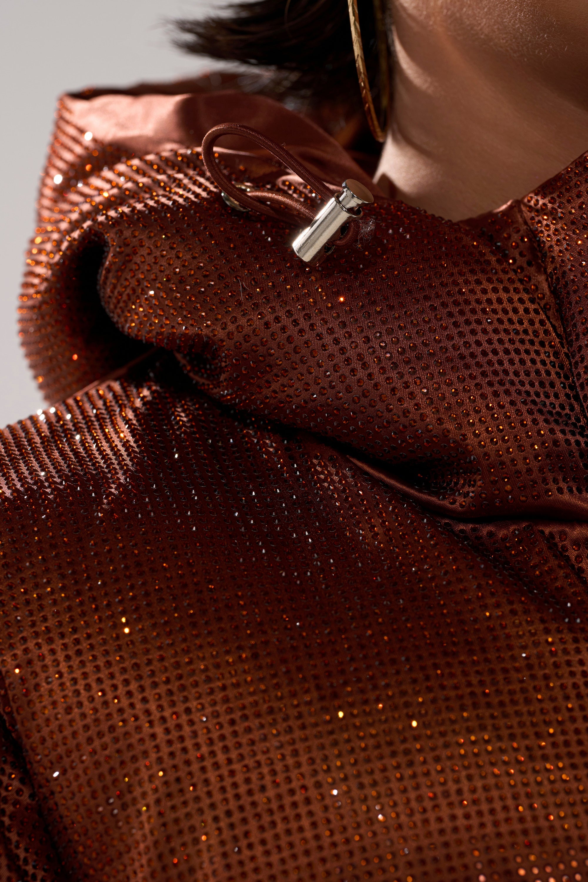 FAYE RHINESTONE PUFFER IN COPPER