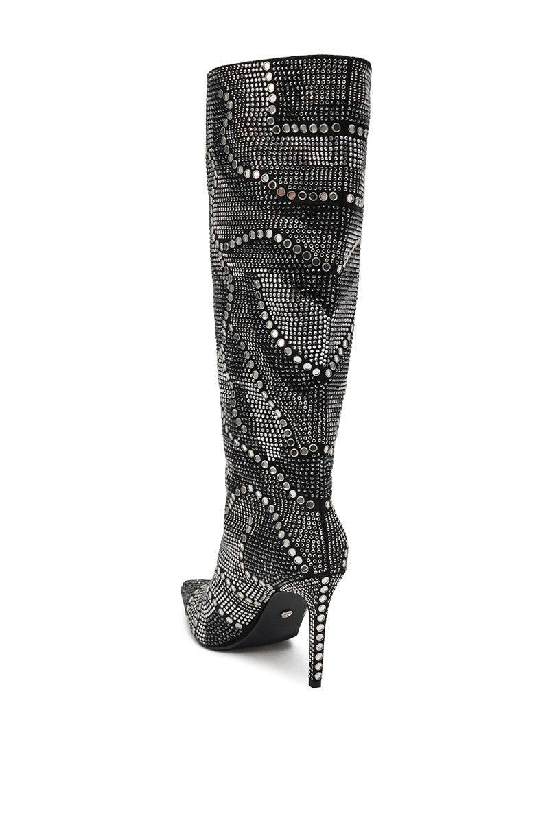 AZALEA WANG ISILDA BLACK MULTI SEQUIN STILETTO BOOT