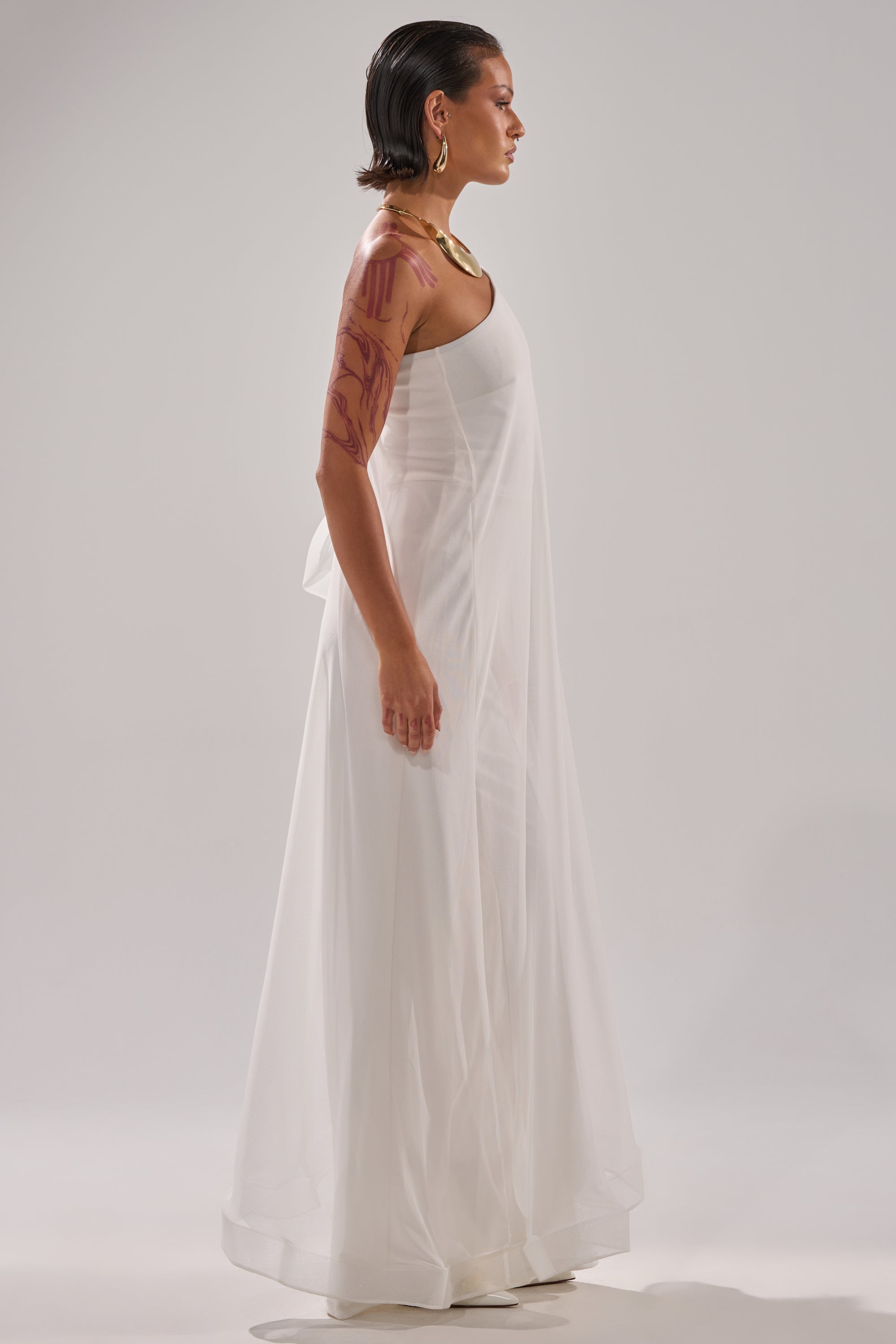 SANDO MESH JUMPSUIT IN WHITE