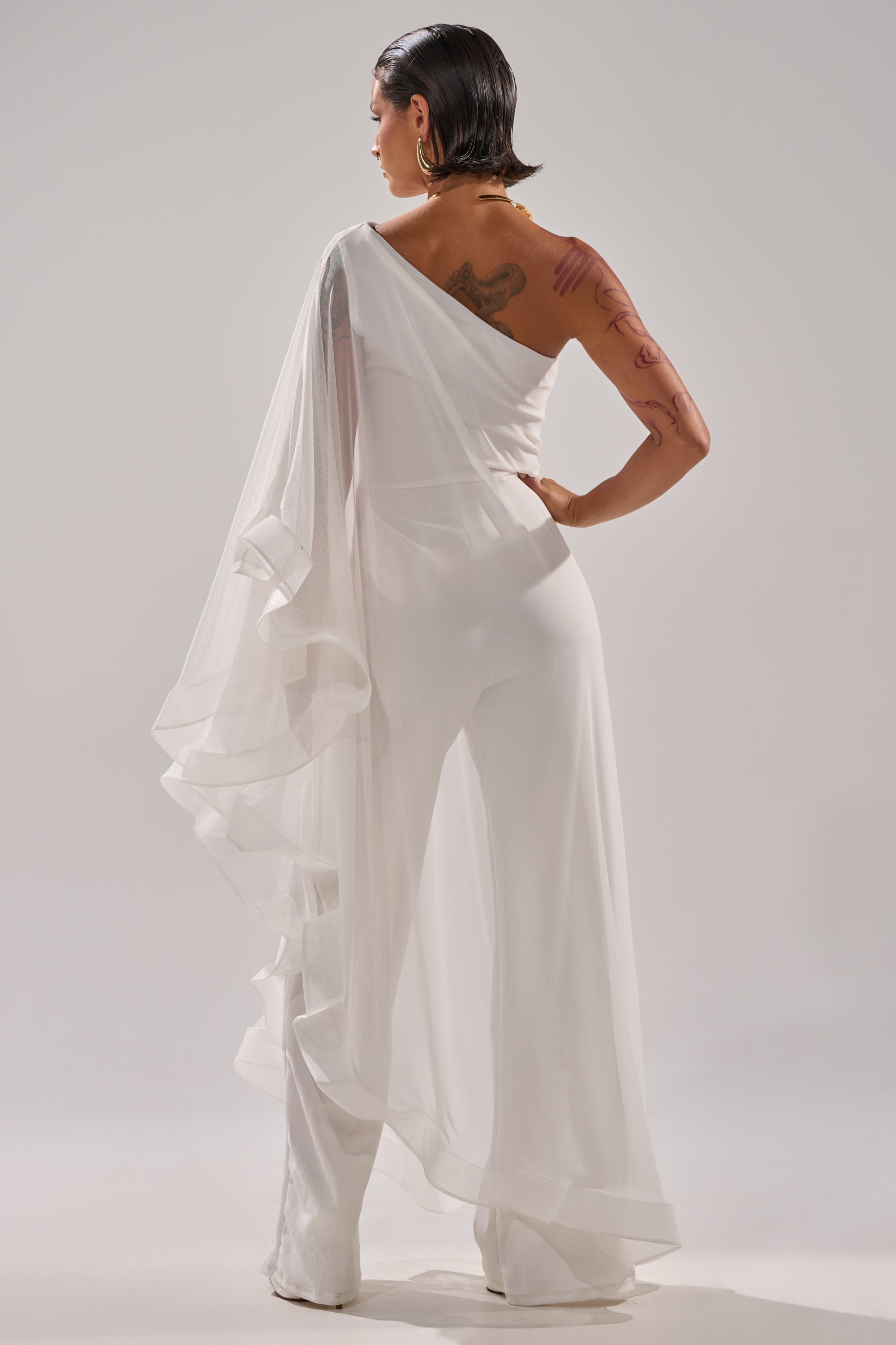 SANDO MESH JUMPSUIT IN WHITE