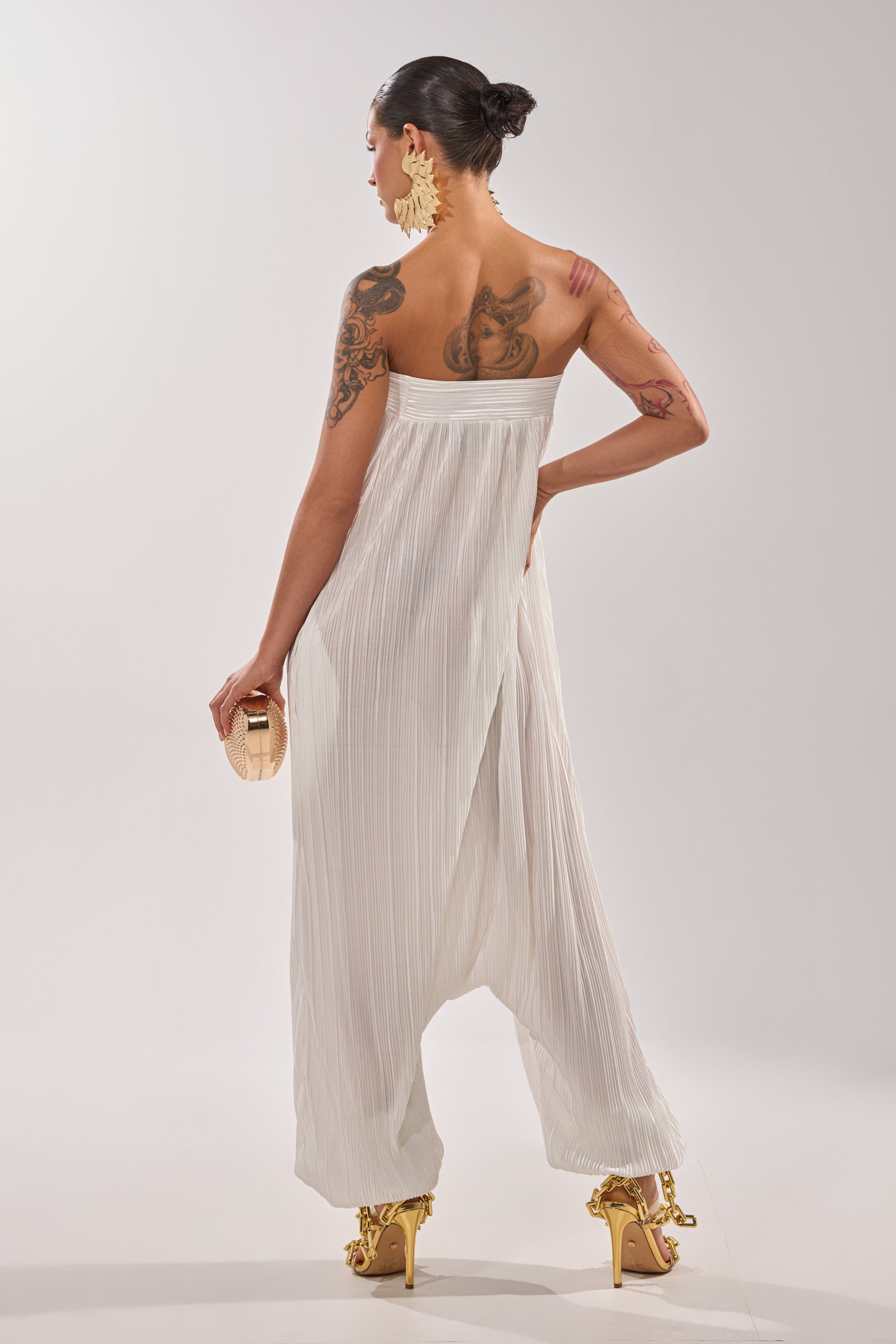 FROM THE CITY DROP CROTCH JUMPSUIT IN WHITE