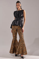 GET IN MOTION BROCADE FLARE TROUSER
