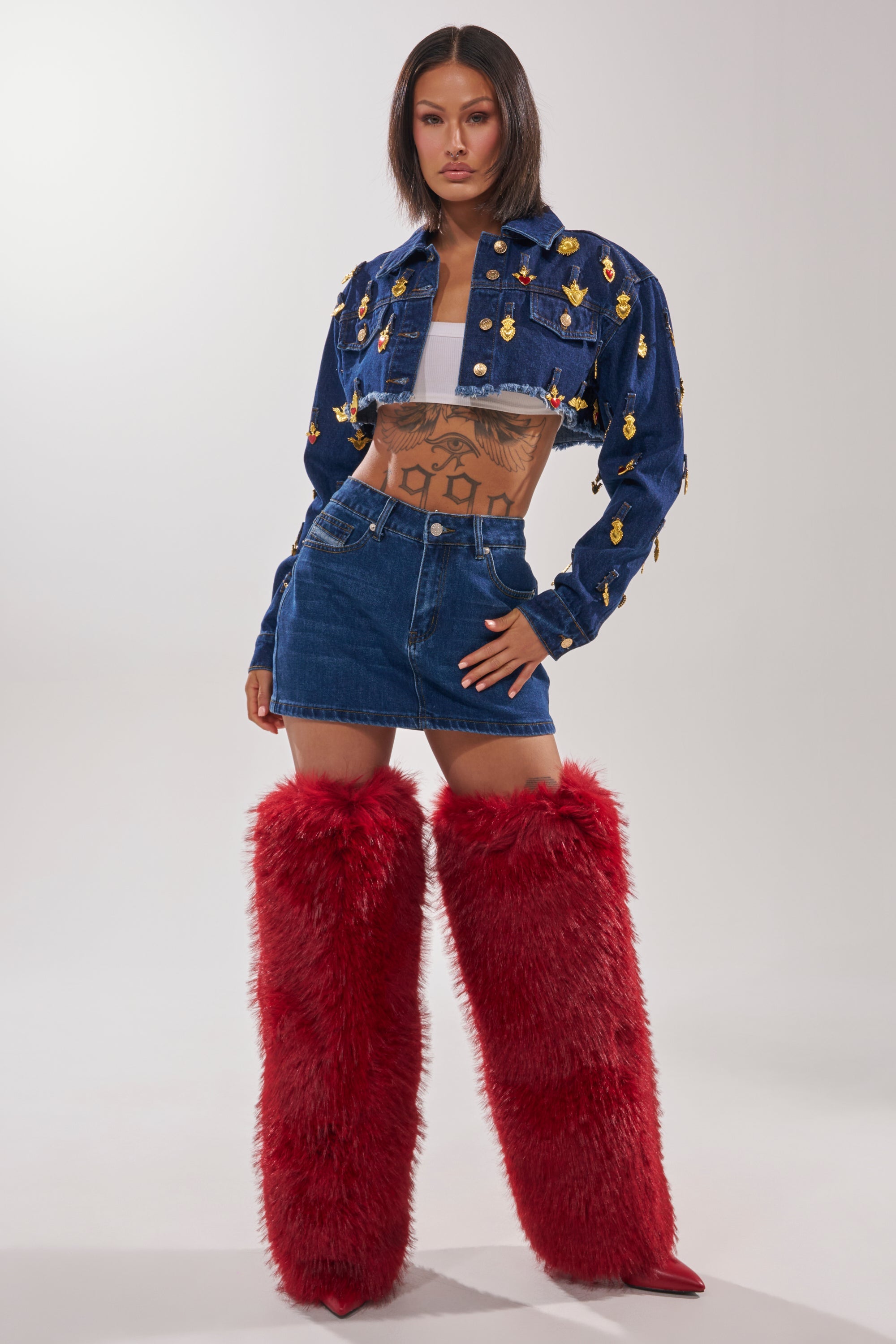 JUST A CRUSH CROPPED DENIM JACKET
