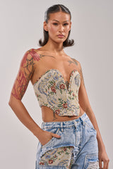 LANA DISTRESSED JACQUARD CORSET