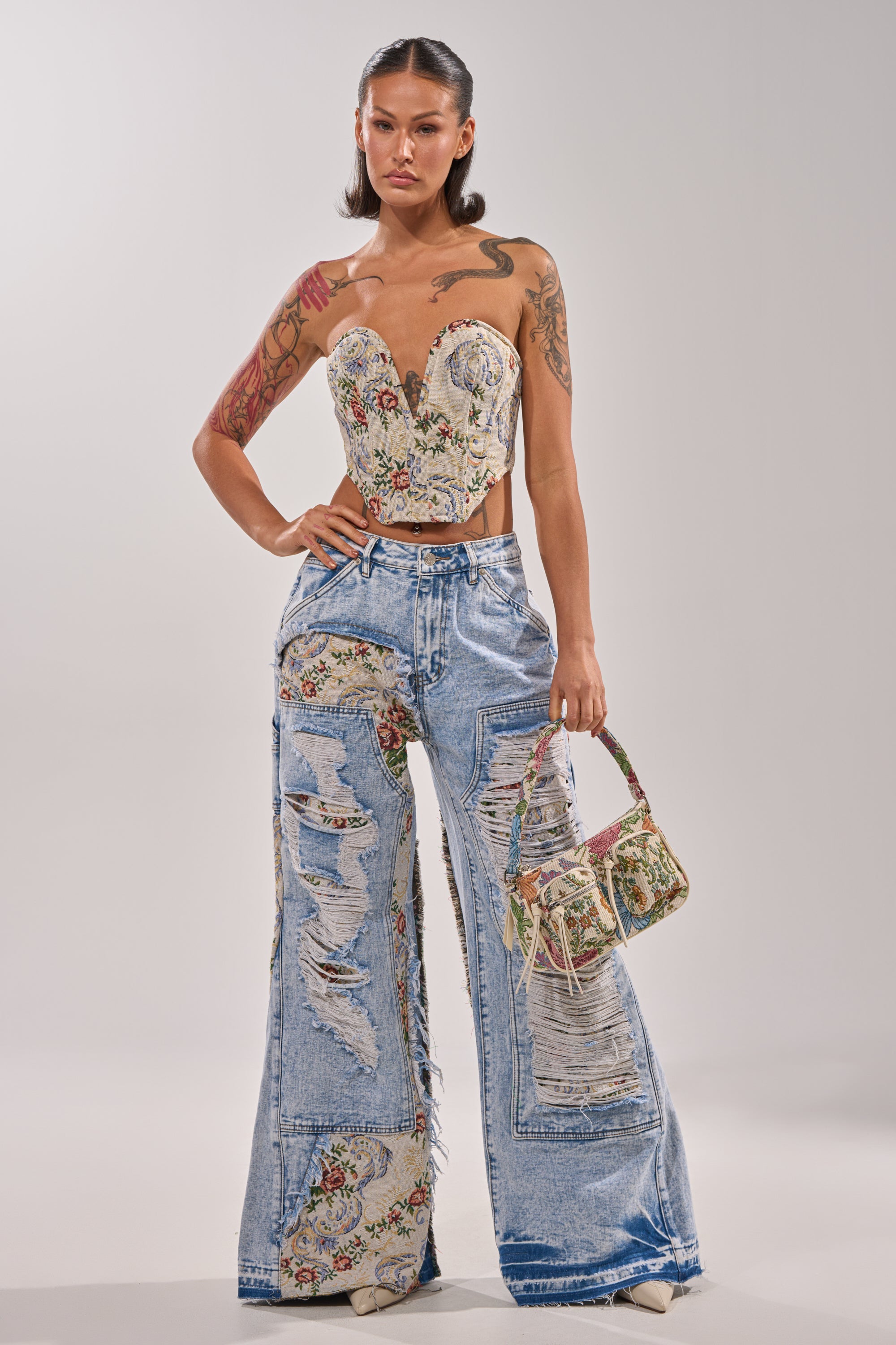 LANA DISTRESSED JACQUARD CORSET