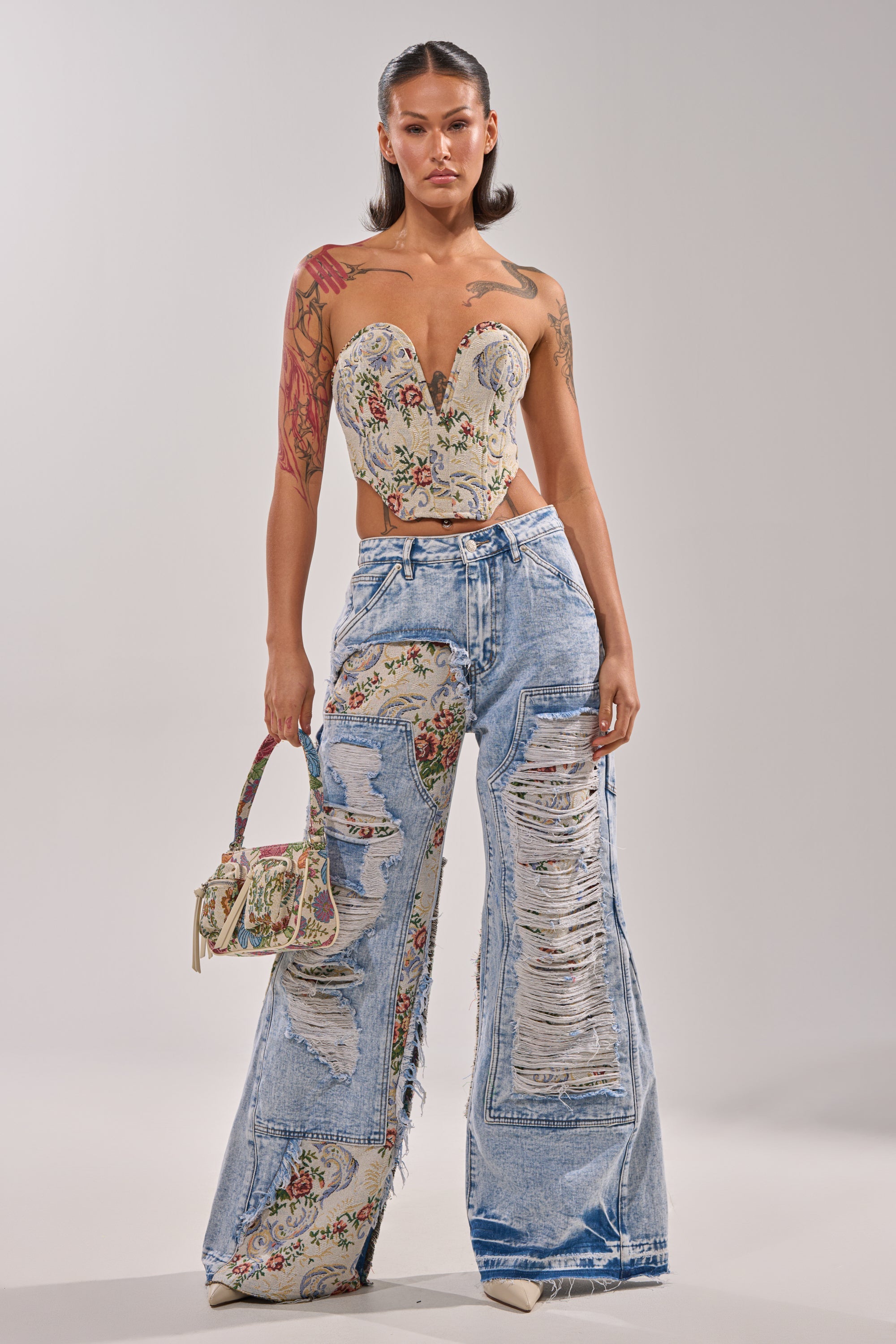 LANA DISTRESSED JACQUARD CORSET