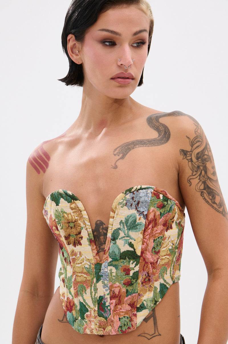 BRIGETTE DISTRESSED JACQUARD CORSET