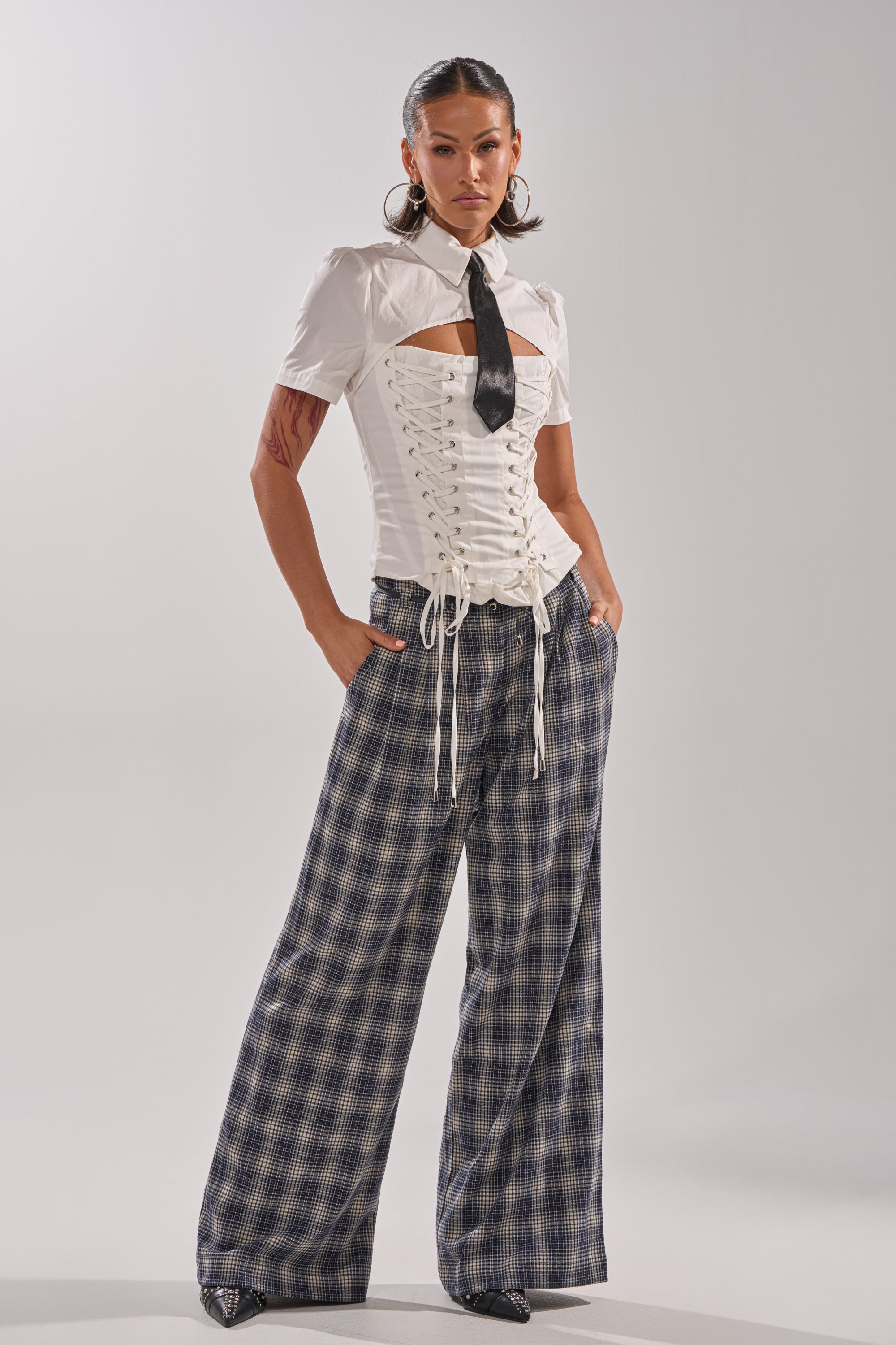 JANE PLAID TROUSER