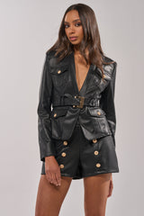 LOLITA FAUX LEATHER BLAZER