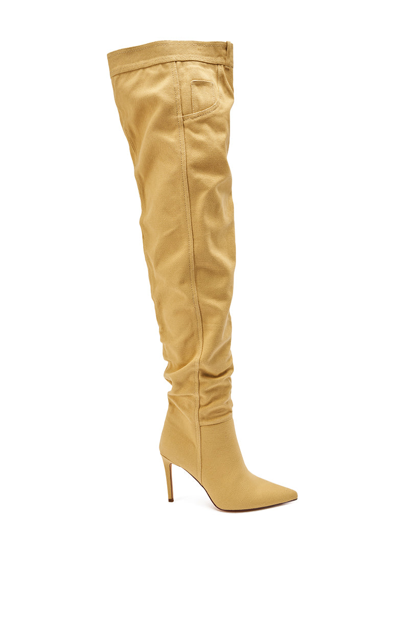 AZALEA WANG JEANNI TAN PANT DETAIL OVER THE KNEE BOOT