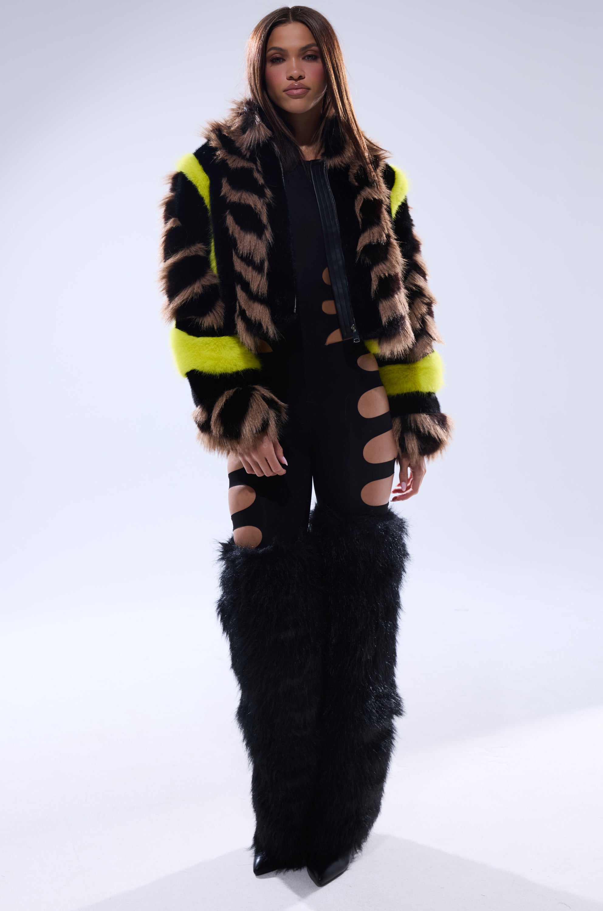 MISS ME WITH THAT PANELED FAUX FUR