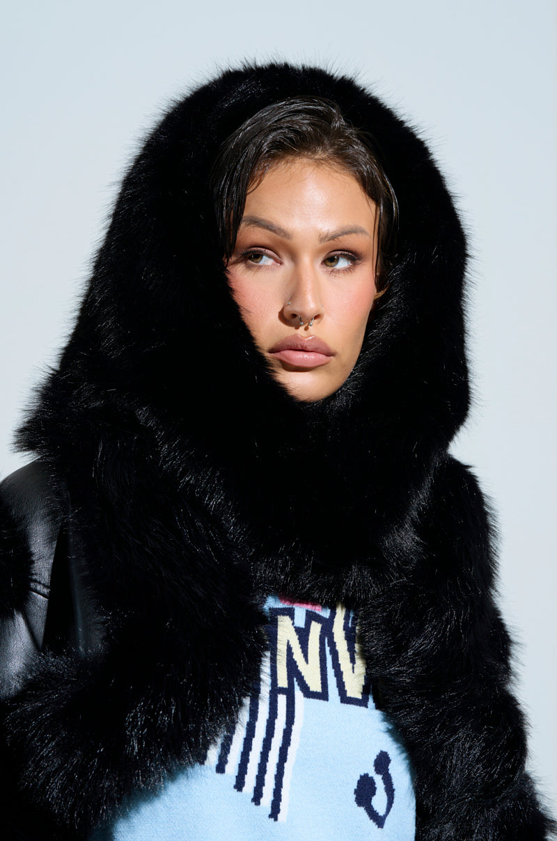 IM THE ONE FAUX FUR HOOD