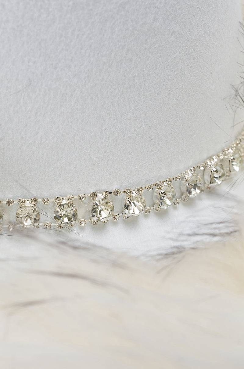 LETS RIDE FAUX FUR TRIM COWBOY HAT